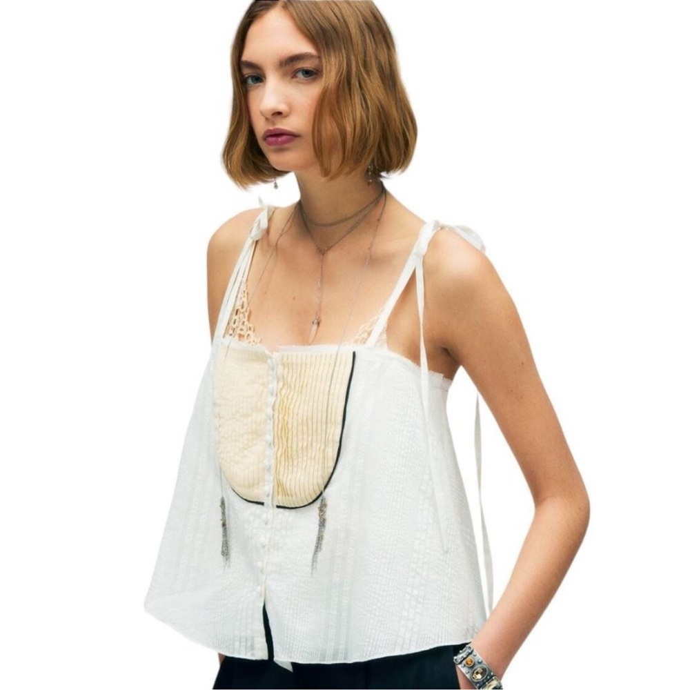 ZARA TOP WITH CHEST DETAIL - LIMITED EDITION CREAM SIZE XL | 4043/201